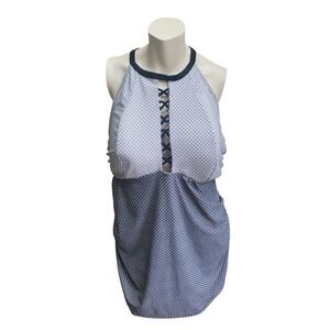 Swim by Cacique Women's Size 28 Halter Tankini Swim Top Black Geometric Lace Up